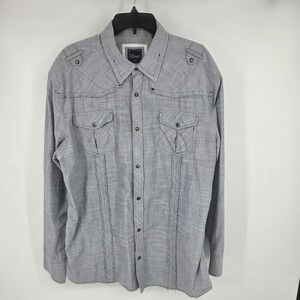 7 Diamonds Mens Grey Button Down Shirt Long Sleeve Casual Dress XXLarge
